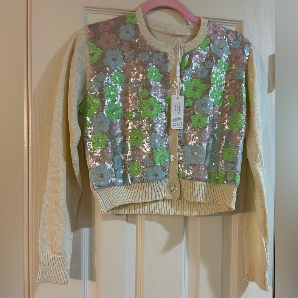 Sequin Fitted Cardigan NWT Large